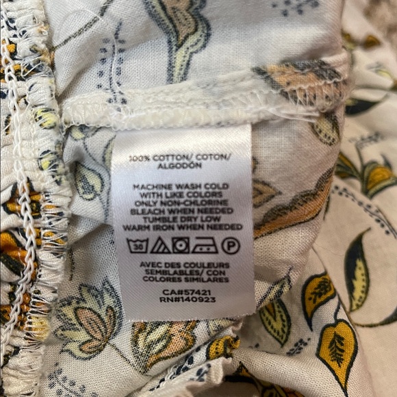 Loft Floral Tank Rushed banded Cotton botton Top Large - Picture 10 of 10